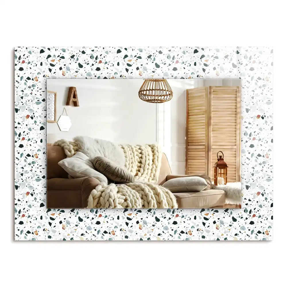 Specchio rettangolare con cornice stampata Motivo a mosaico in terrazzo