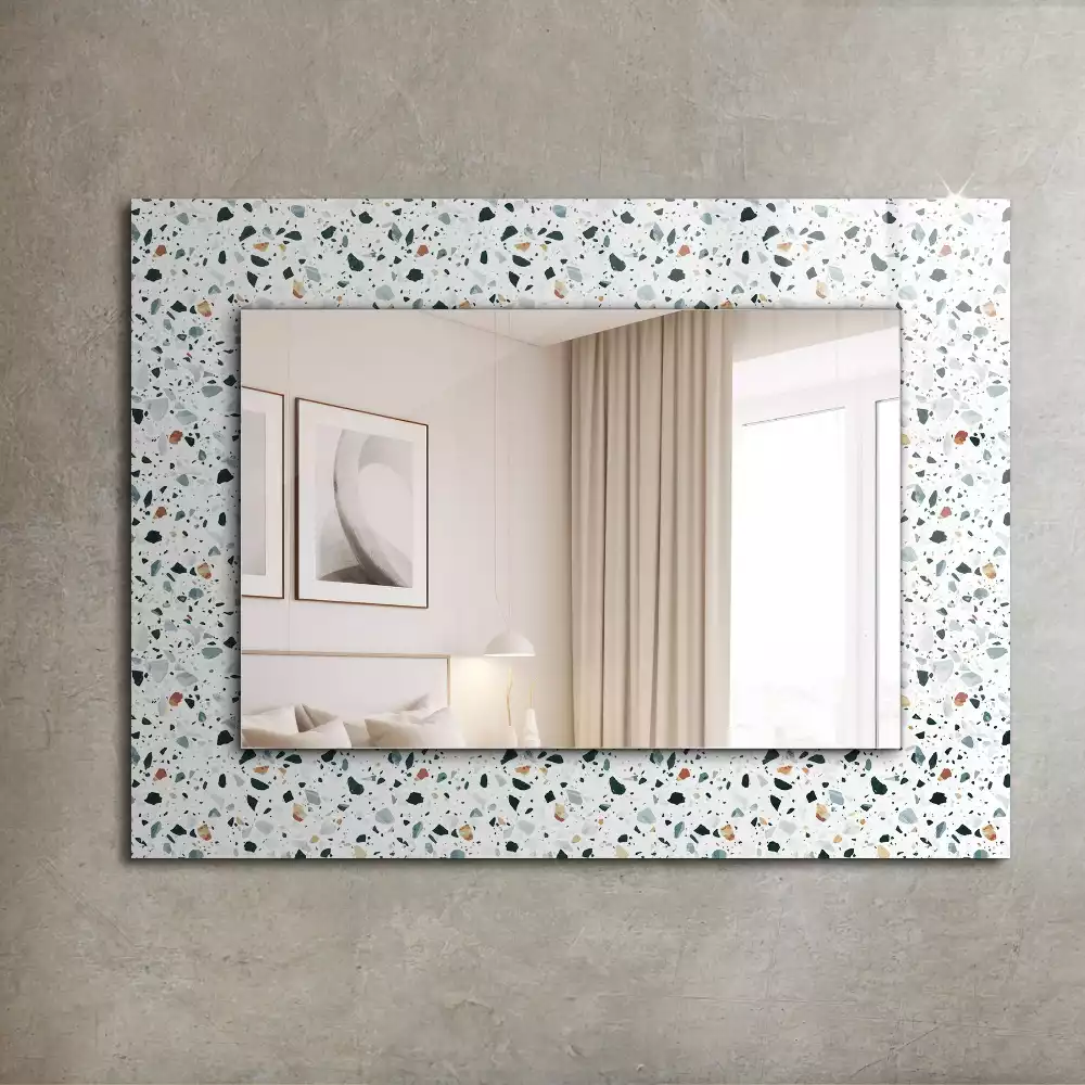 Specchio rettangolare con cornice stampata Motivo a mosaico in terrazzo