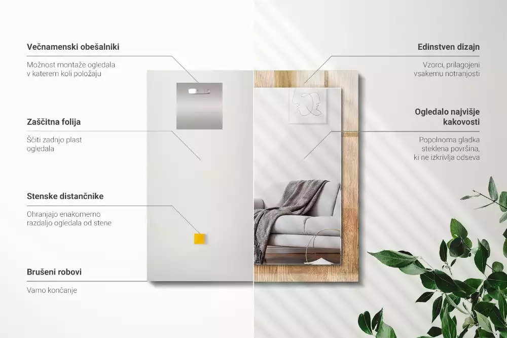 Specchio rettangolare decoro Struttura in legno