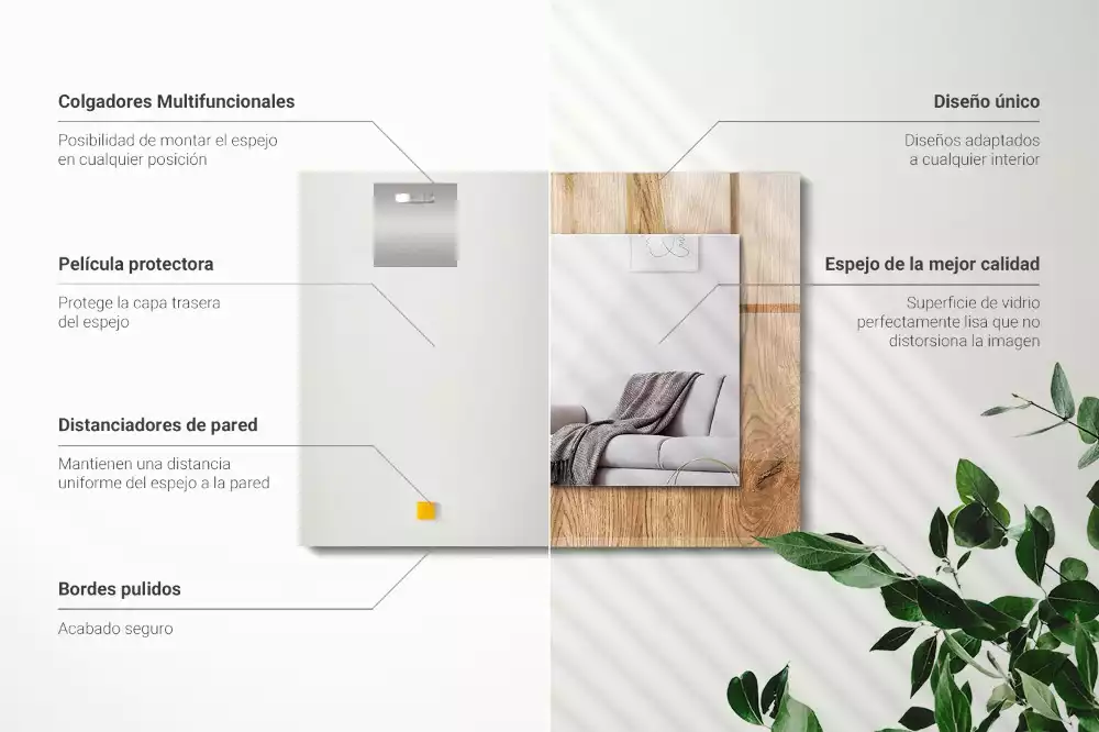 Specchio rettangolare decoro Struttura in legno