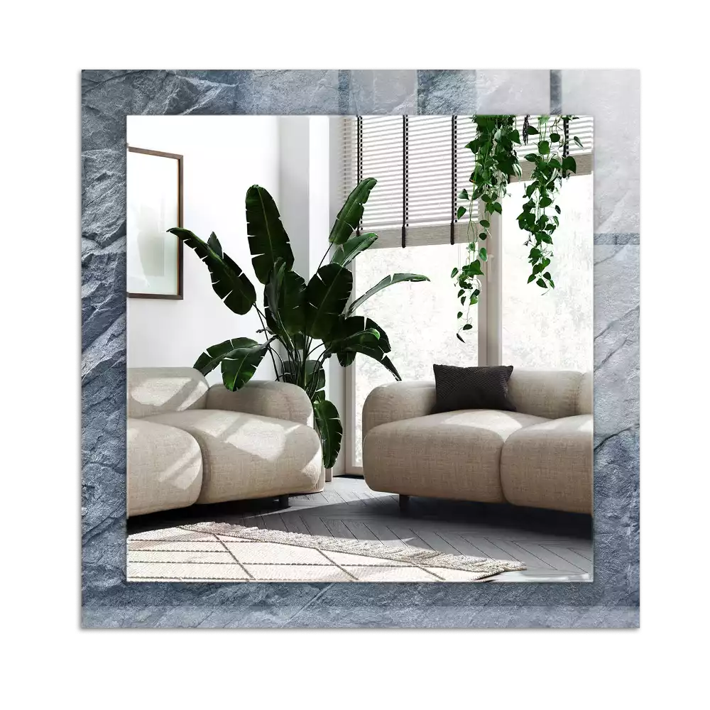 Specchio rettangolare con cornice stampata Pietra con texture rocciosa