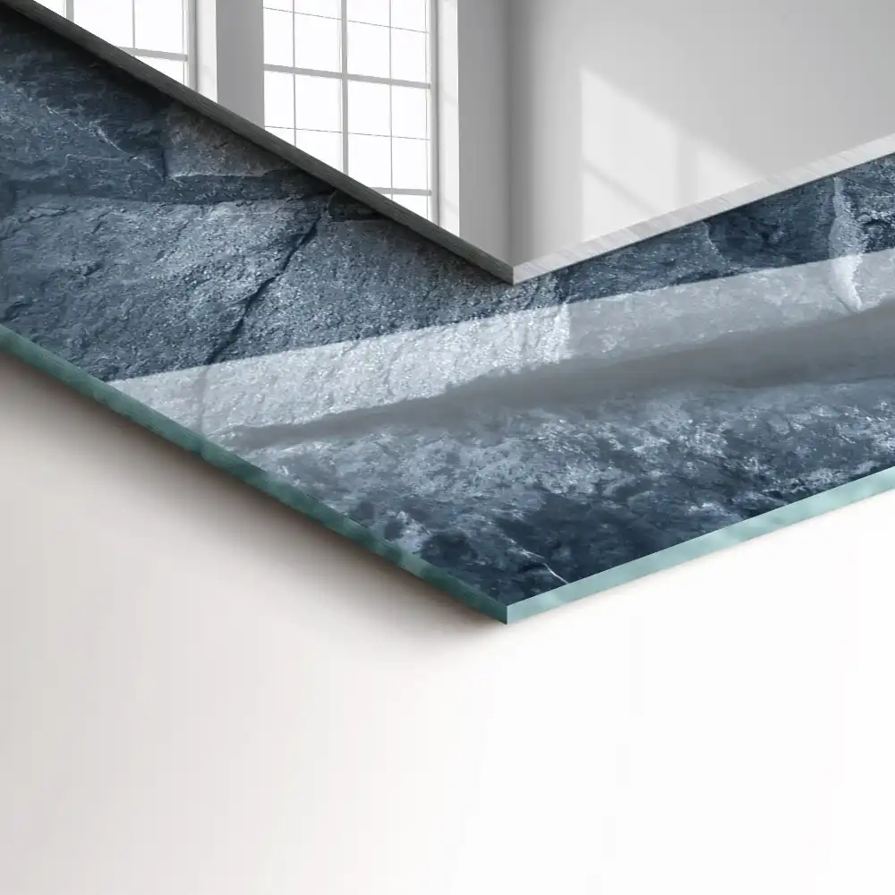 Specchio rettangolare con cornice stampata Pietra con texture rocciosa