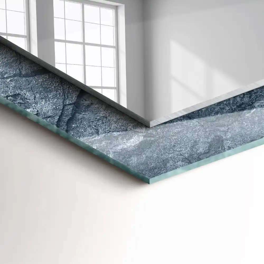 Specchio rettangolare con cornice stampata Pietra con texture rocciosa