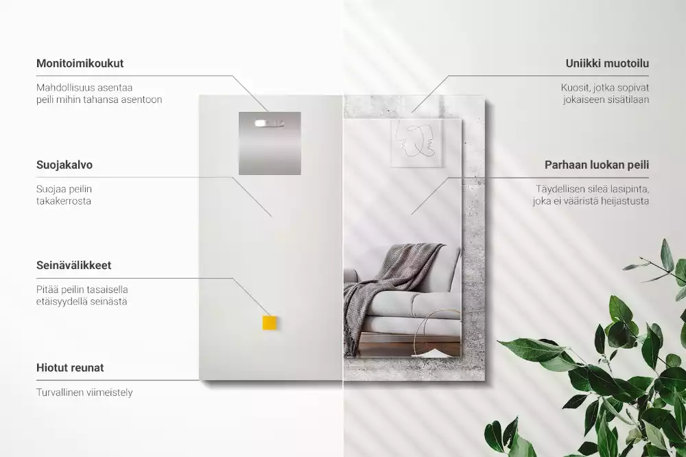 Specchio rettangolare con cornice stampata Struttura del muro di cemento