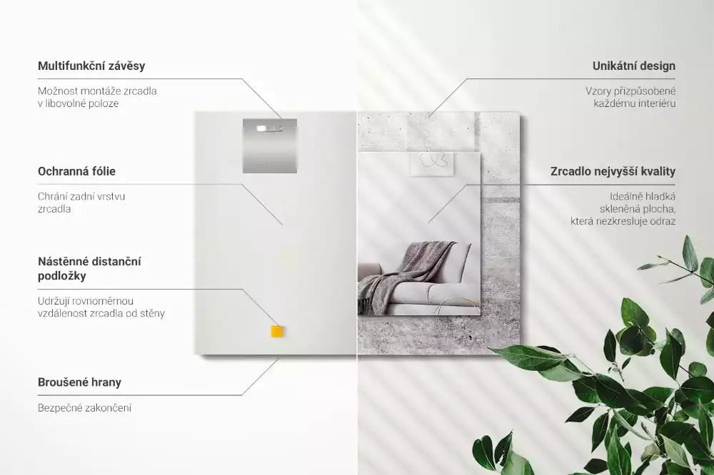 Specchio rettangolare con cornice stampata Struttura del muro di cemento