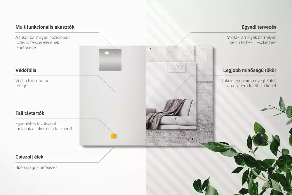 Specchio rettangolare con cornice stampata Struttura del muro di cemento