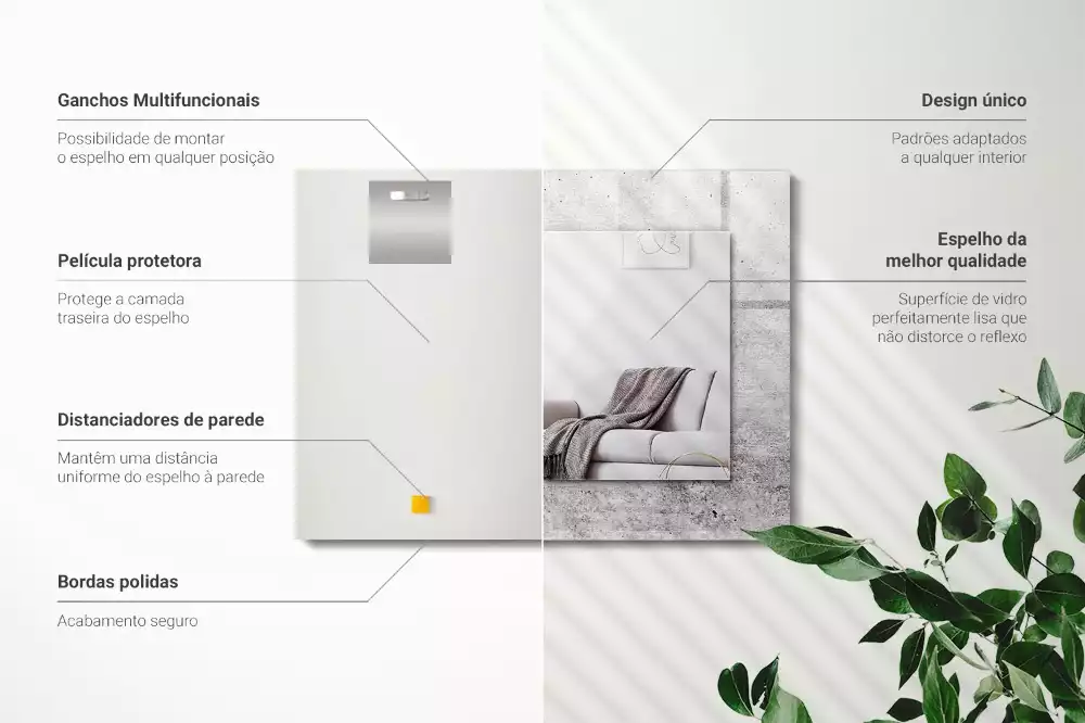 Specchio rettangolare con cornice stampata Struttura del muro di cemento