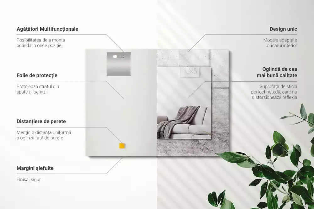 Specchio rettangolare con cornice stampata Struttura del muro di cemento