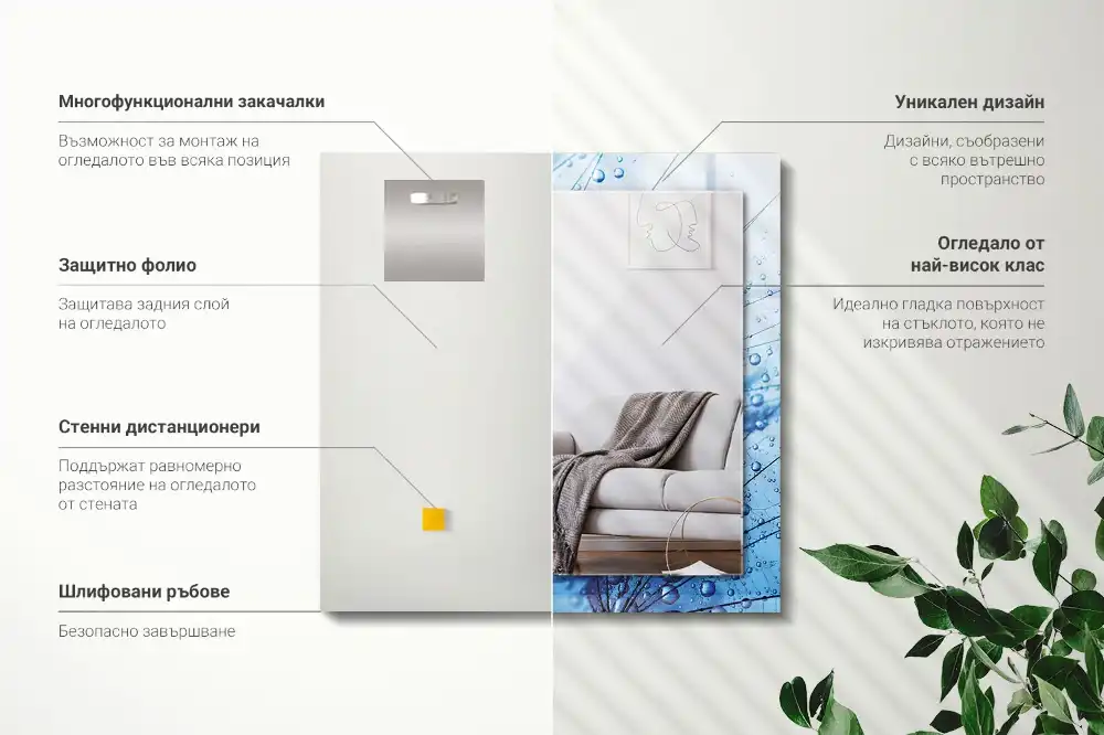 Specchio rettangolare stampato Gocce sui denti di leone