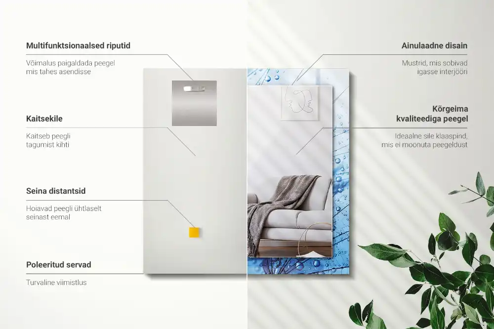 Specchio rettangolare stampato Gocce sui denti di leone