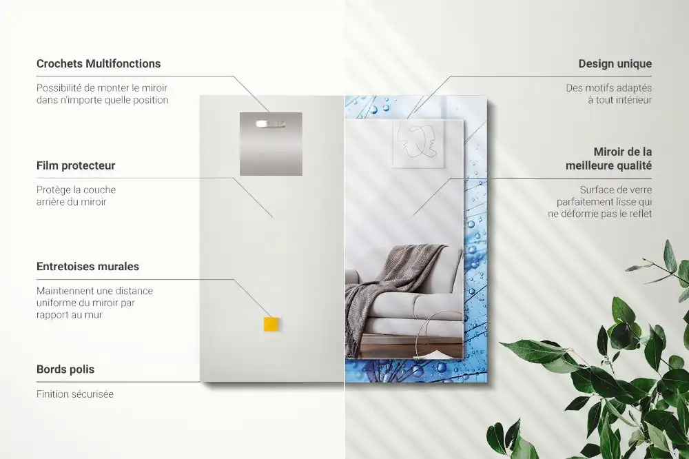 Specchio rettangolare stampato Gocce sui denti di leone