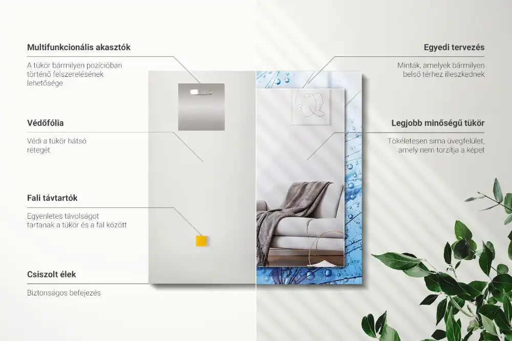 Specchio rettangolare stampato Gocce sui denti di leone