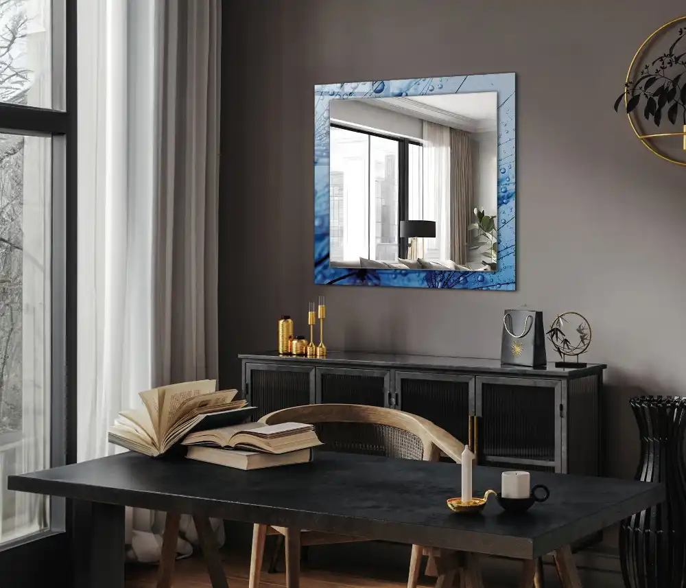 Specchio rettangolare stampato Gocce sui denti di leone