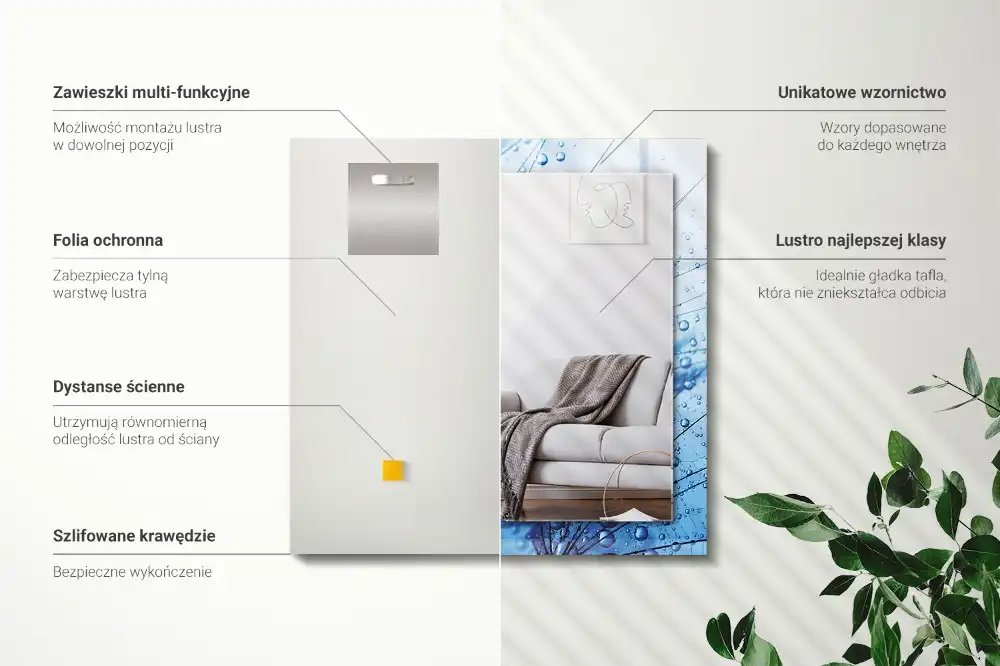 Specchio rettangolare stampato Gocce sui denti di leone