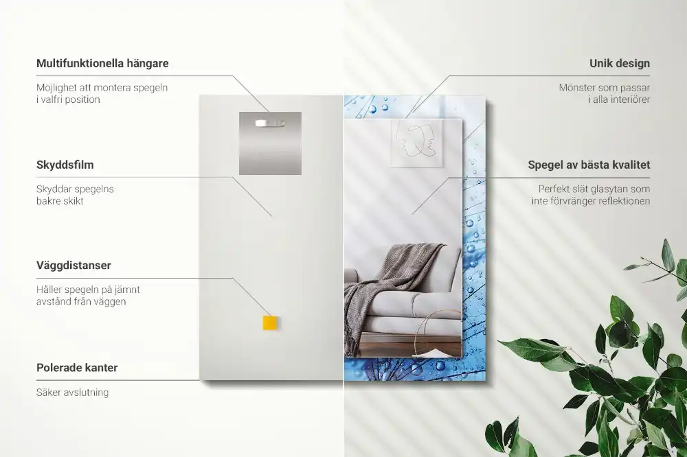 Specchio rettangolare stampato Gocce sui denti di leone