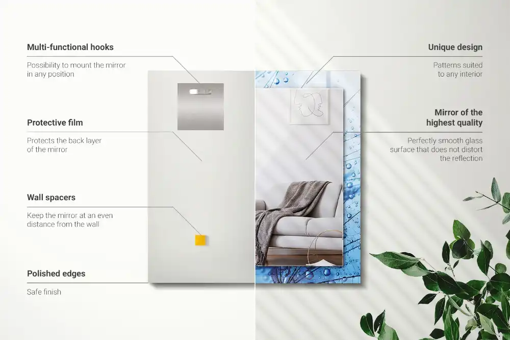 Specchio rettangolare stampato Gocce sui denti di leone