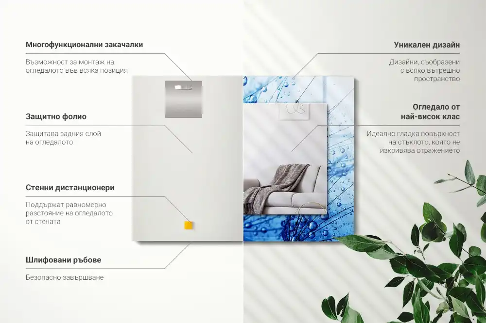 Specchio rettangolare stampato Gocce sui denti di leone