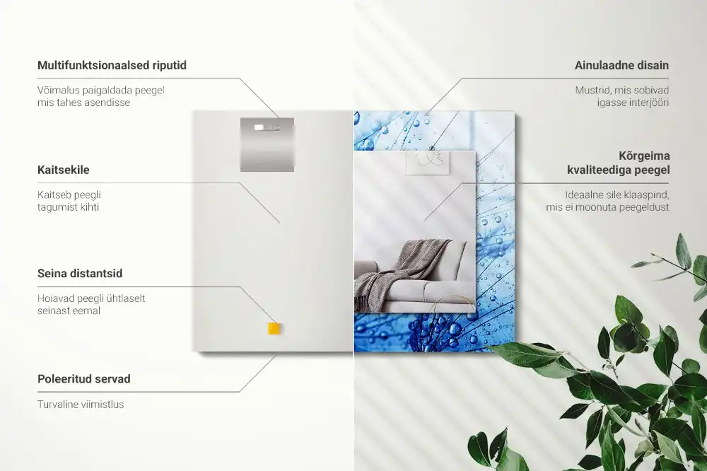 Specchio rettangolare stampato Gocce sui denti di leone