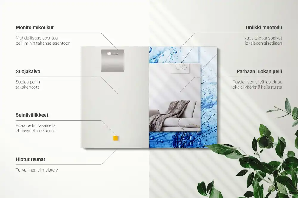 Specchio rettangolare stampato Gocce sui denti di leone