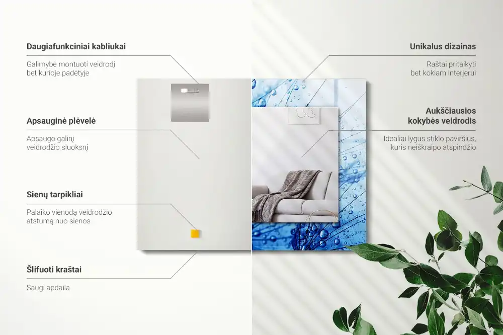 Specchio rettangolare stampato Gocce sui denti di leone