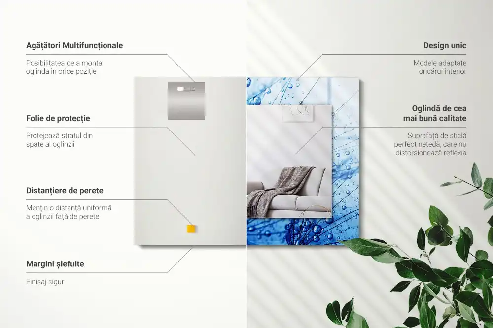 Specchio rettangolare stampato Gocce sui denti di leone