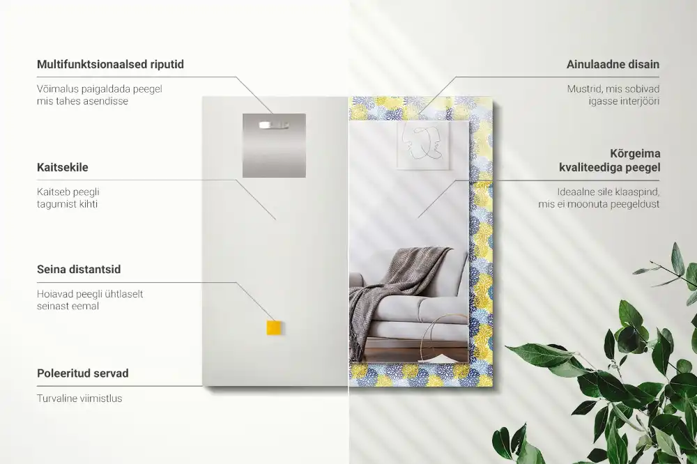 Specchio rettangolare decoro Motivo floreale colorato