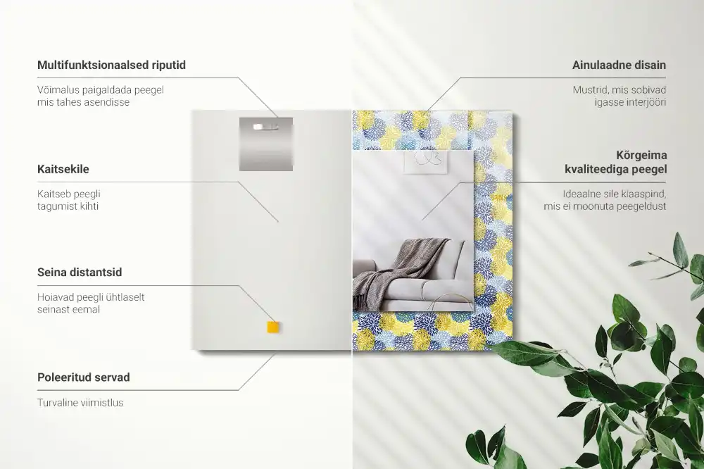 Specchio rettangolare decoro Motivo floreale colorato