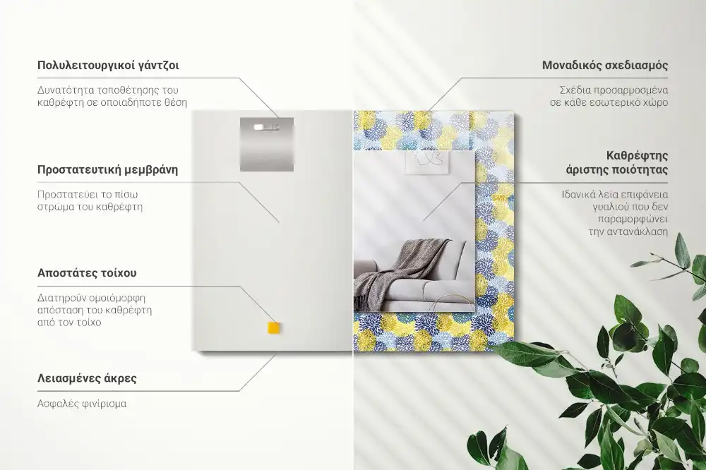 Specchio rettangolare decoro Motivo floreale colorato