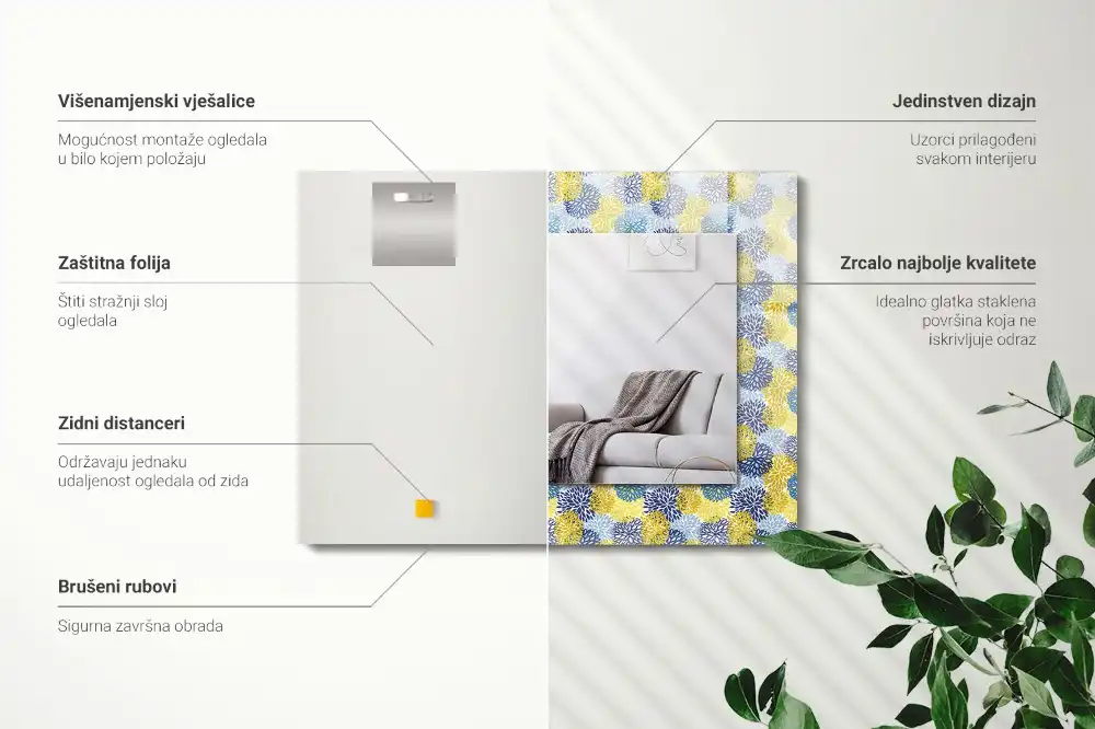 Specchio rettangolare decoro Motivo floreale colorato