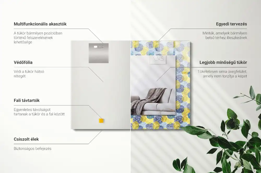 Specchio rettangolare decoro Motivo floreale colorato