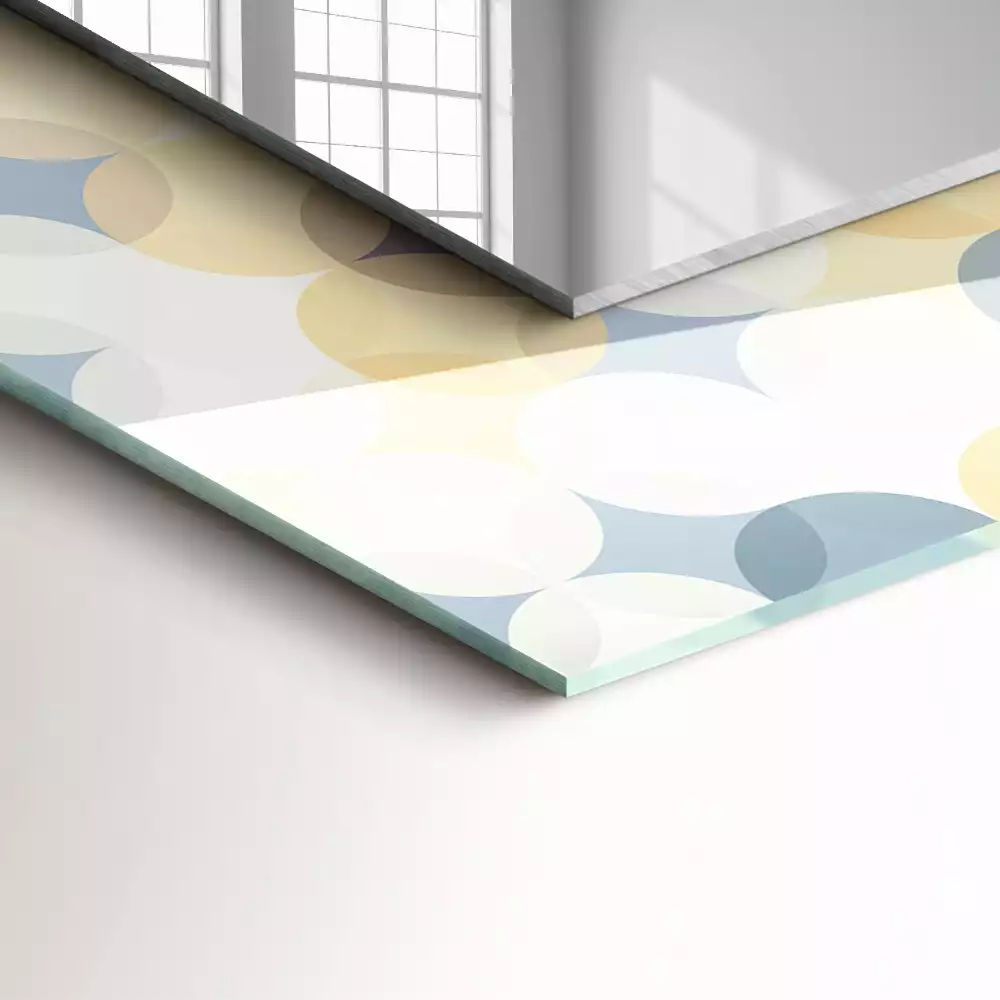 Specchio rettangolare con cornice stampata Motivi rotondi colorati