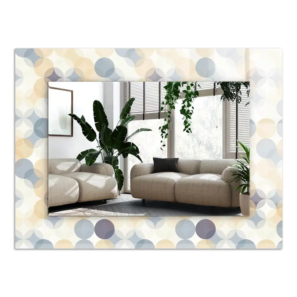 Specchio rettangolare con cornice stampata Motivi rotondi colorati