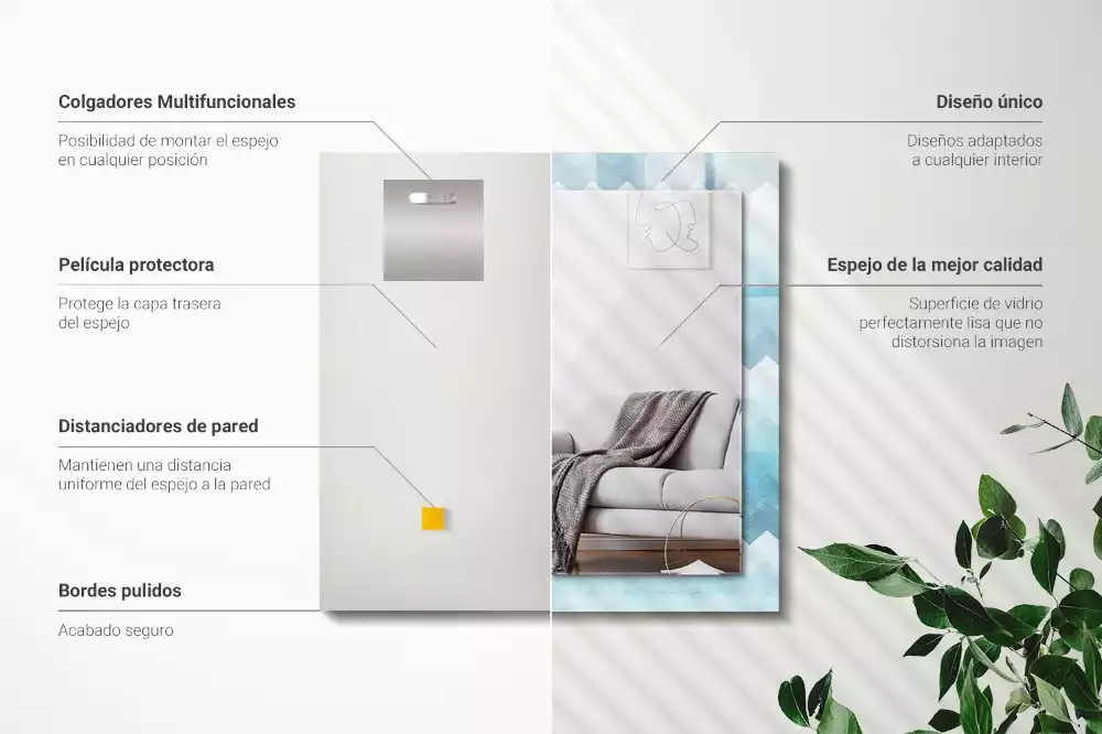 Specchio rettangolare stampato Motivo a gradiente a zigzag