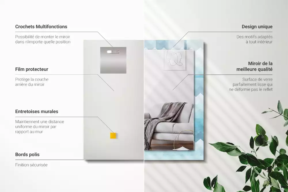 Specchio rettangolare stampato Motivo a gradiente a zigzag