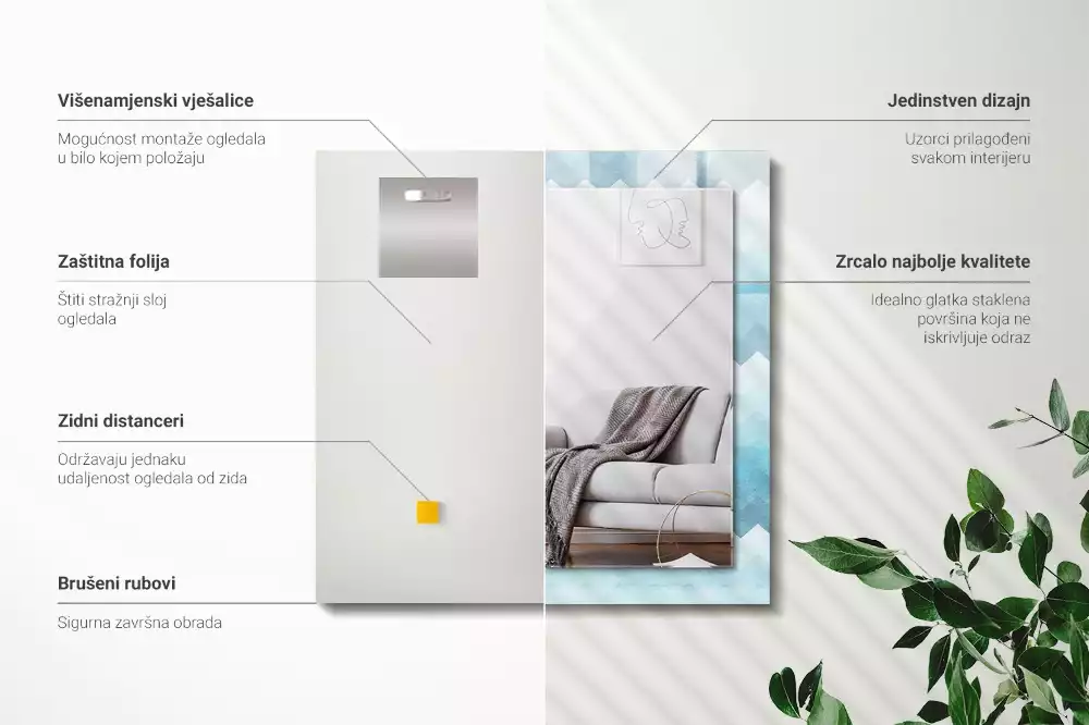 Specchio rettangolare stampato Motivo a gradiente a zigzag