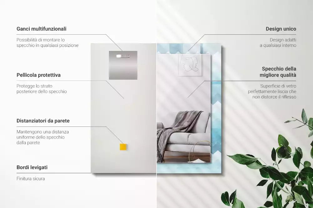 Specchio rettangolare stampato Motivo a gradiente a zigzag