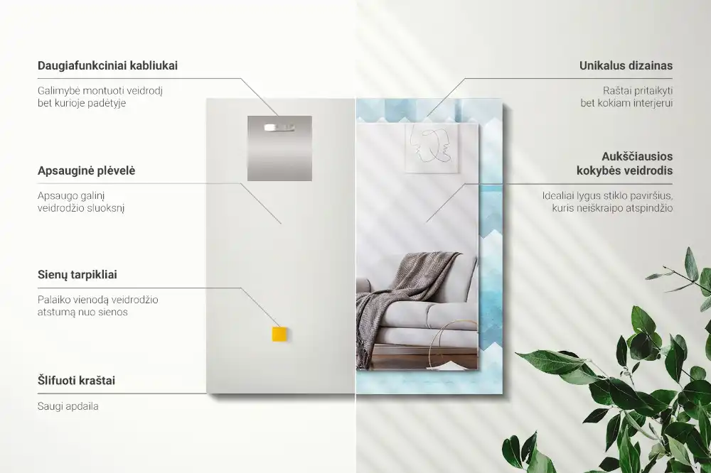 Specchio rettangolare stampato Motivo a gradiente a zigzag