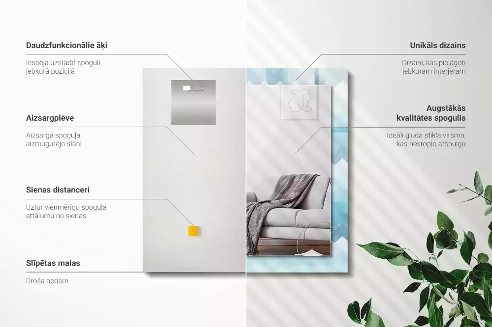 Specchio rettangolare stampato Motivo a gradiente a zigzag