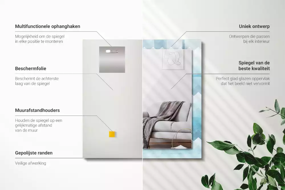 Specchio rettangolare stampato Motivo a gradiente a zigzag