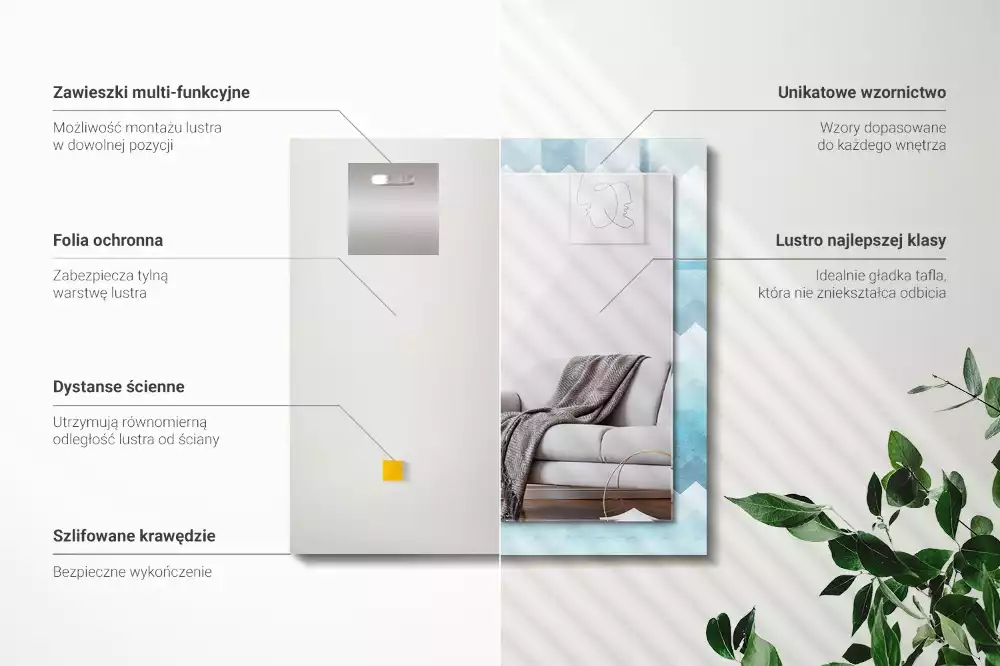 Specchio rettangolare stampato Motivo a gradiente a zigzag