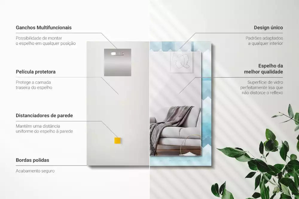 Specchio rettangolare stampato Motivo a gradiente a zigzag