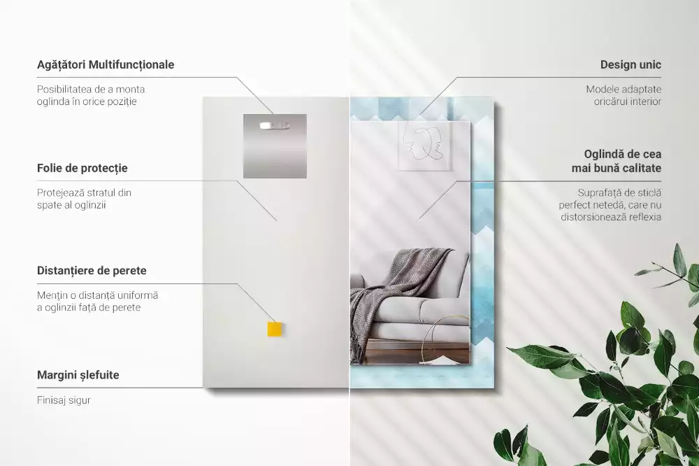 Specchio rettangolare stampato Motivo a gradiente a zigzag