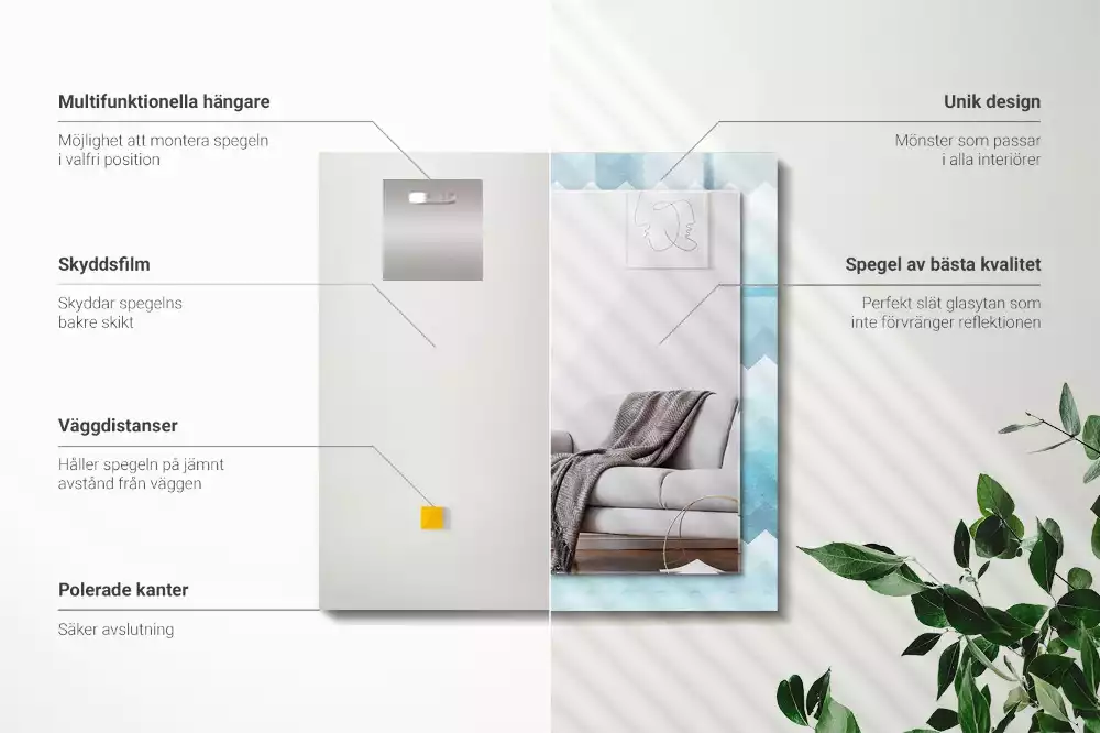 Specchio rettangolare stampato Motivo a gradiente a zigzag