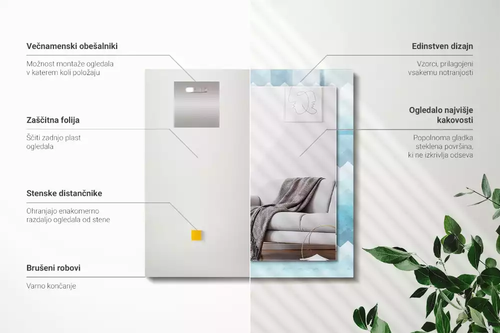 Specchio rettangolare stampato Motivo a gradiente a zigzag