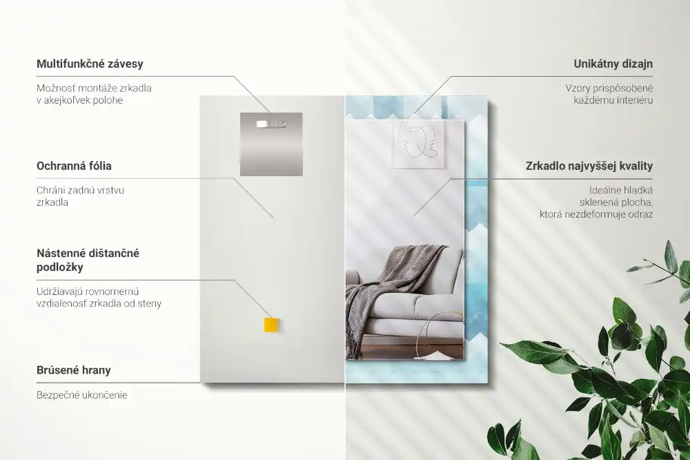 Specchio rettangolare stampato Motivo a gradiente a zigzag