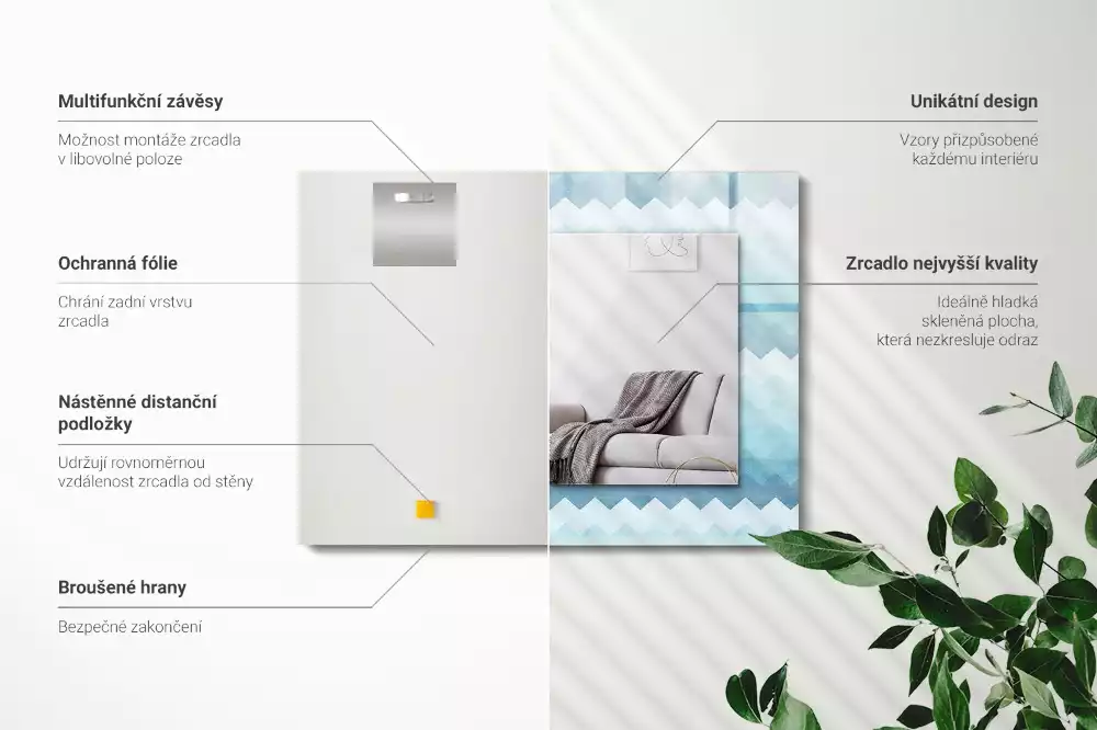 Specchio rettangolare stampato Motivo a gradiente a zigzag