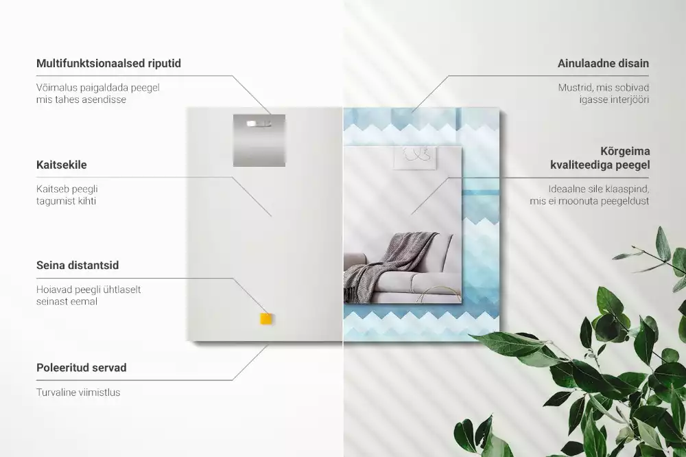 Specchio rettangolare stampato Motivo a gradiente a zigzag