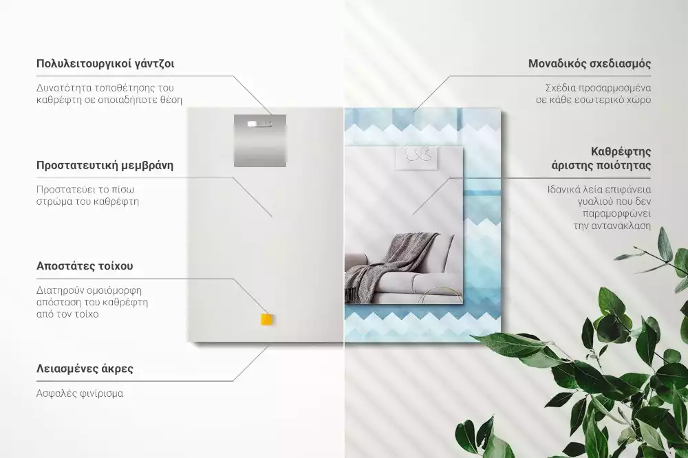 Specchio rettangolare stampato Motivo a gradiente a zigzag