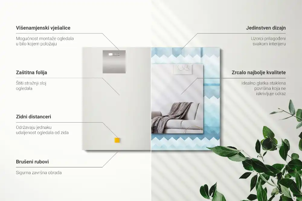 Specchio rettangolare stampato Motivo a gradiente a zigzag