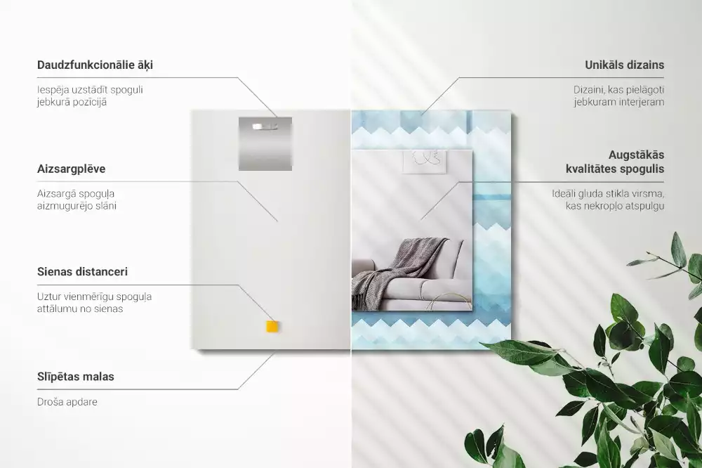 Specchio rettangolare stampato Motivo a gradiente a zigzag